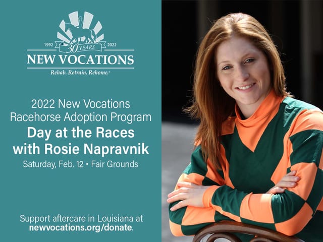 Rosie Napravnik to Spearhead "New Vocations Day at the Races" at Fair Grounds