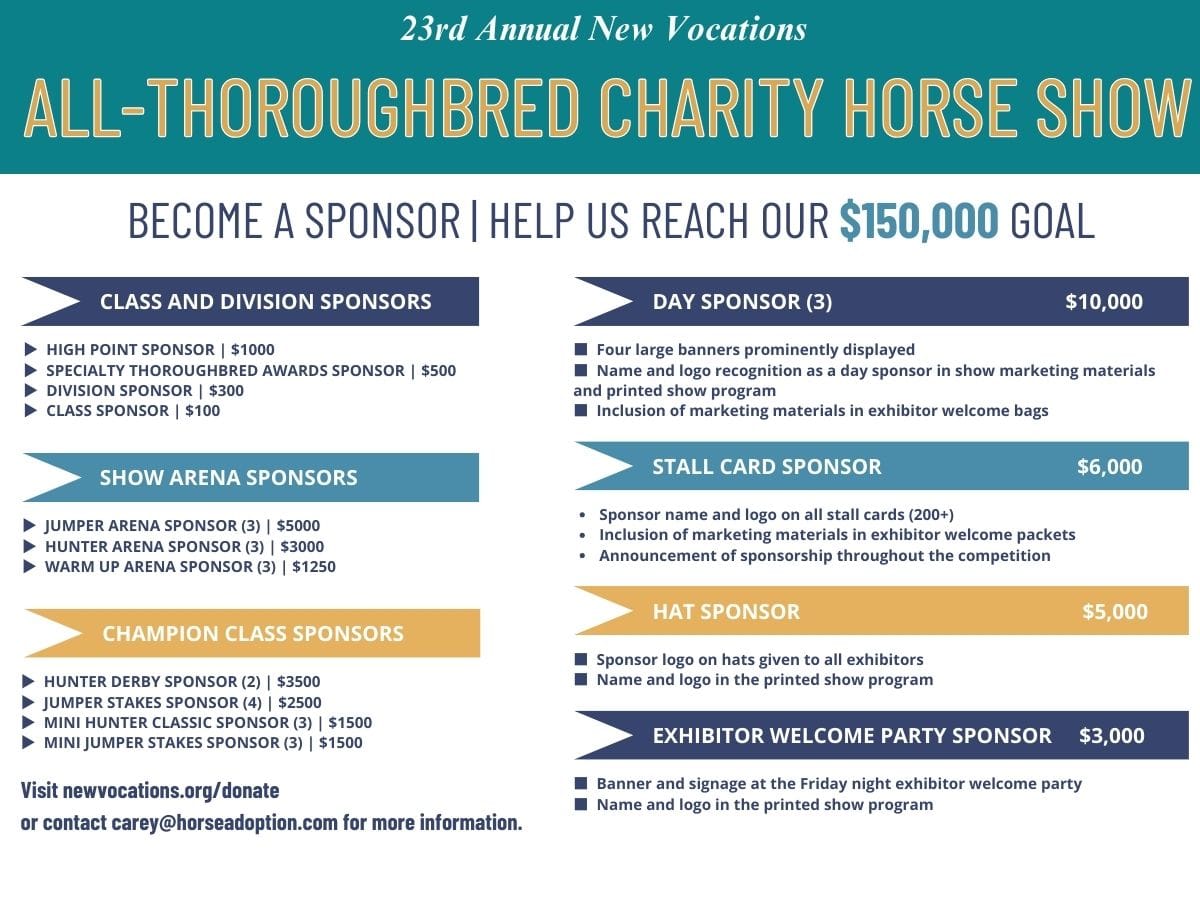 New Vocations 23rd Annual All-Thoroughbred Charity Horse Show