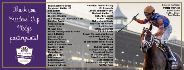 Over $110,000 Raised Through New Vocations 2019 Breeders’ Cup Pledge